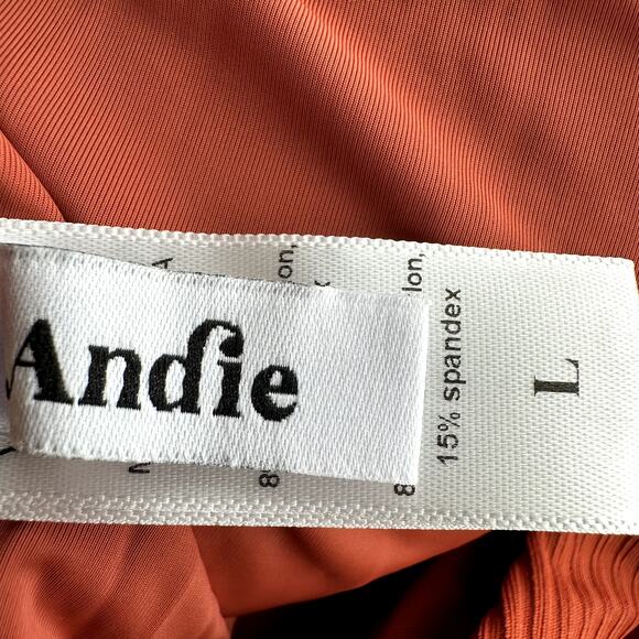 Andie The Bonita Ring Front One Piece Swimsuit Tank Bikini Thong Ginger Orange L - Picture 3 of 7